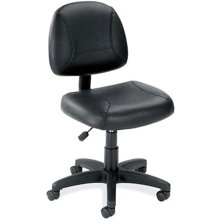 Effort Collection Black Leather Armless Deluxe Posture Chair With Black Frame